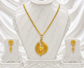 Peacock Spiral Motif Pendant Necklace Set | Micro Gold Plated Handcrafted Jewellery with Earrings