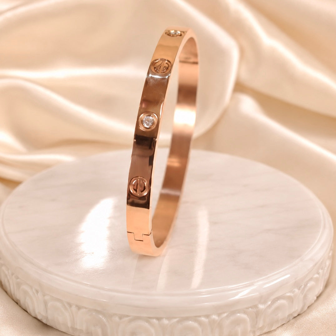 Rose Gold Anti Tarnish Bracelet for Women | Premium Crystal Studded Bracelet