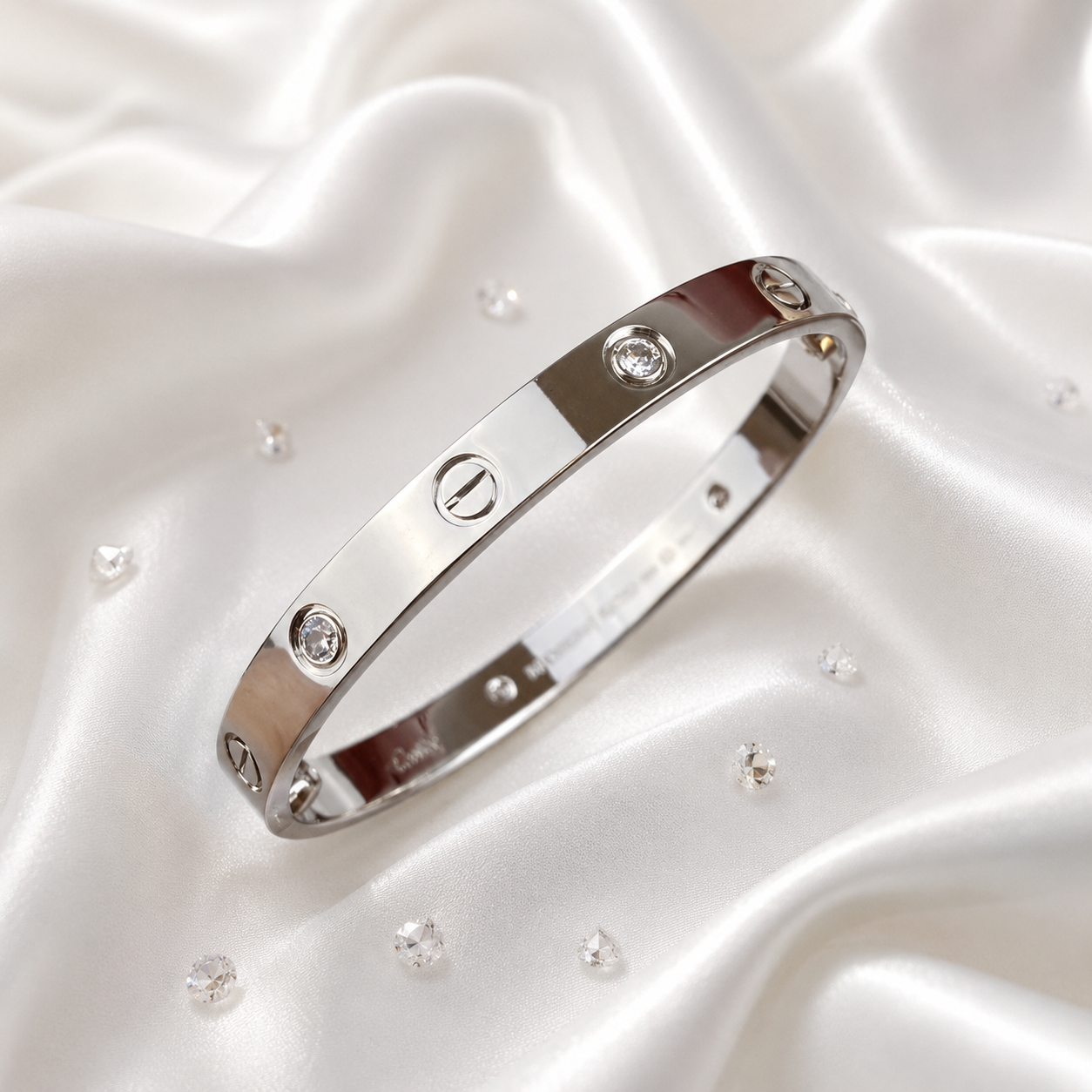 Silver Plated Anti Tarnish Bracelet | Premium Crystal AD Studded Bracelet
