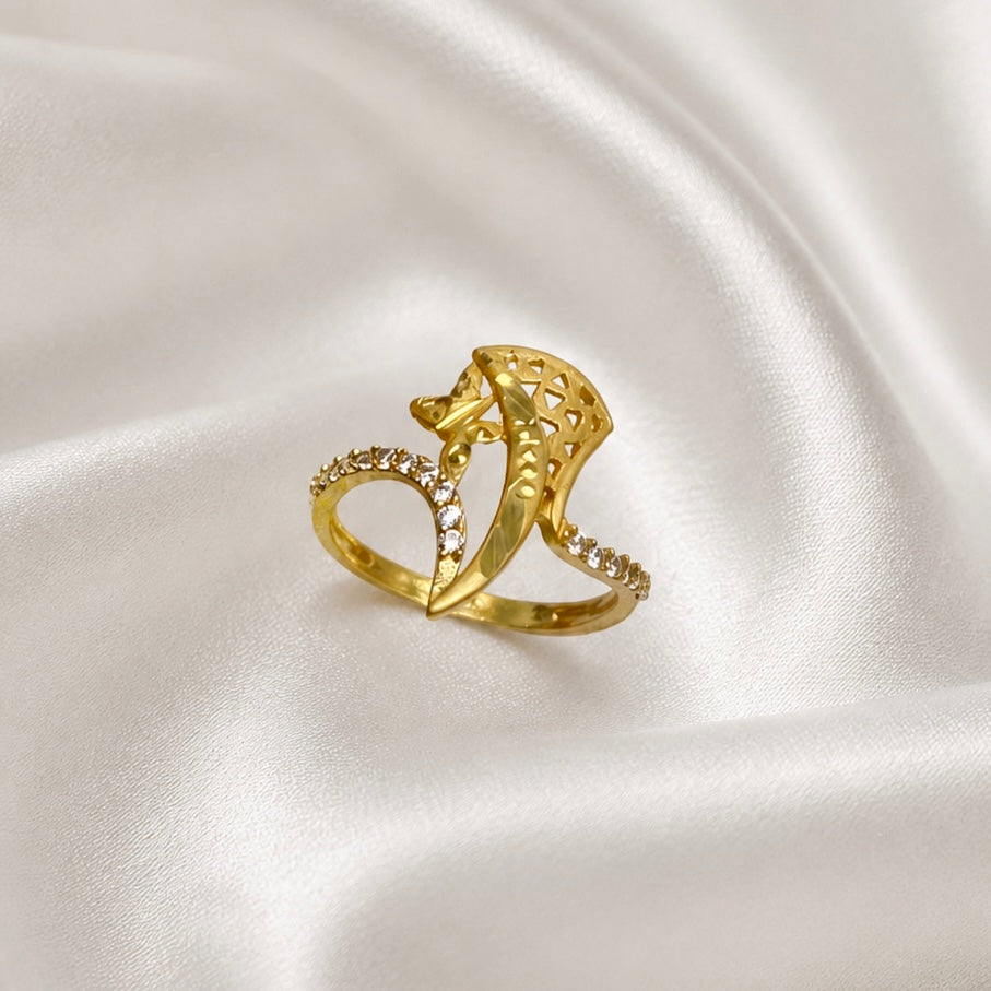 Elegant Micro Gold-Plated Statement AD Ring | Handmade Crystal Cut Daily Wear Ring