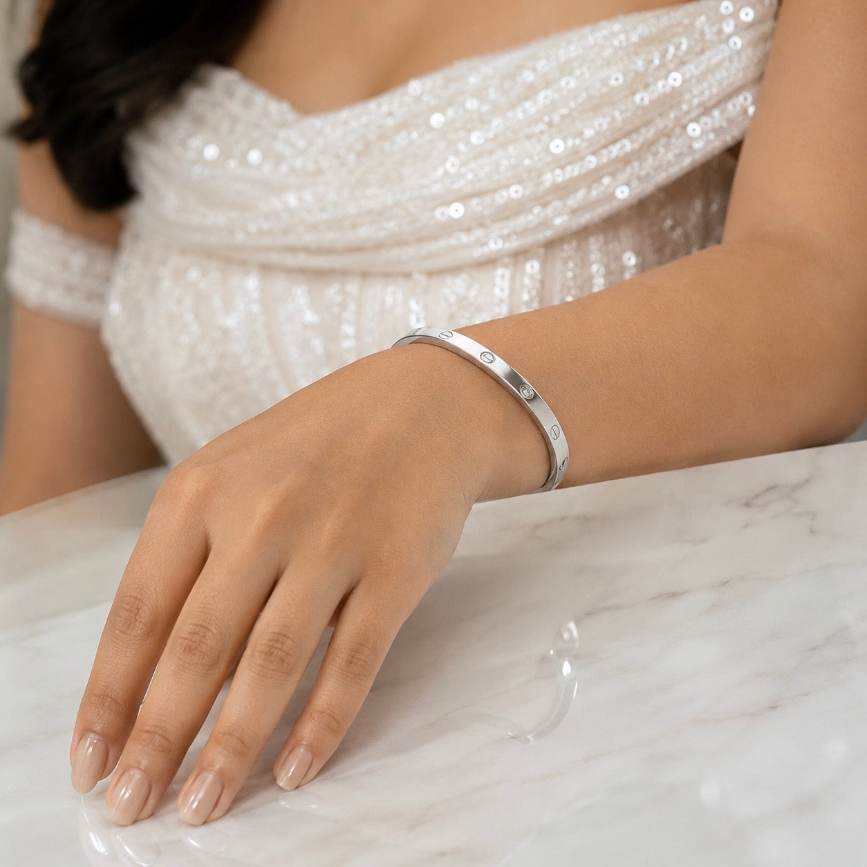 Silver Plated Anti Tarnish Bracelet | Premium Crystal AD Studded Bracelet
