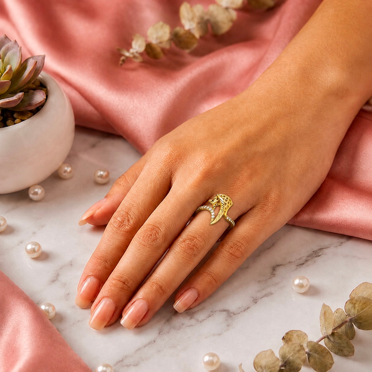 Elegant Micro Gold-Plated Statement AD Ring | Handmade Crystal Cut Daily Wear Ring