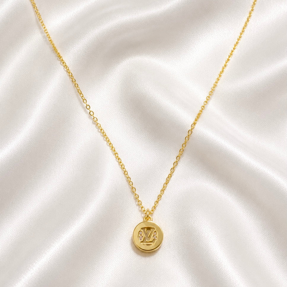 18K Gold Plated Luxury Pendant Necklace with AD Detailing | Anti Tarnish Minimal Statement Necklace