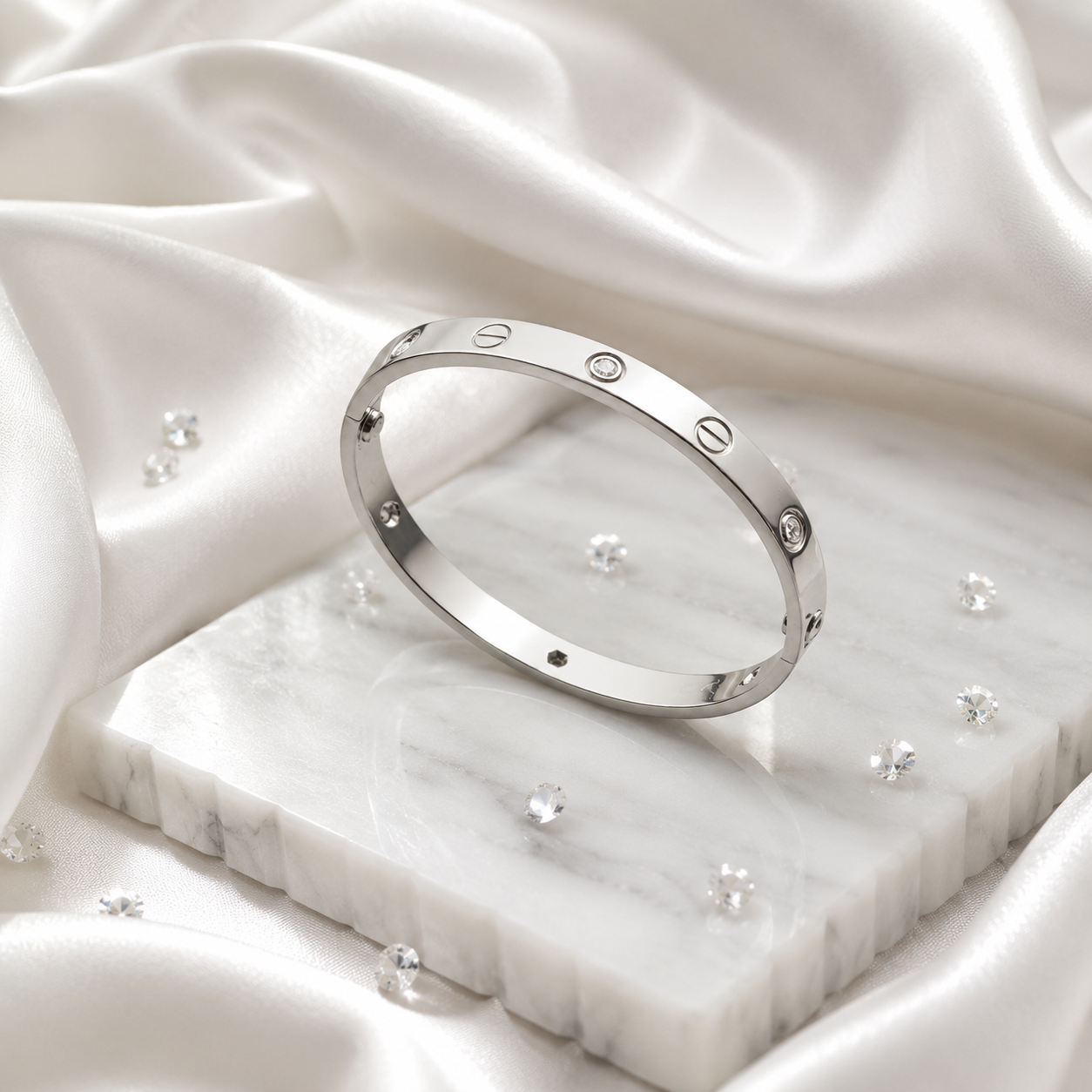 Silver Plated Anti Tarnish Bracelet | Premium Crystal AD Studded Bracelet