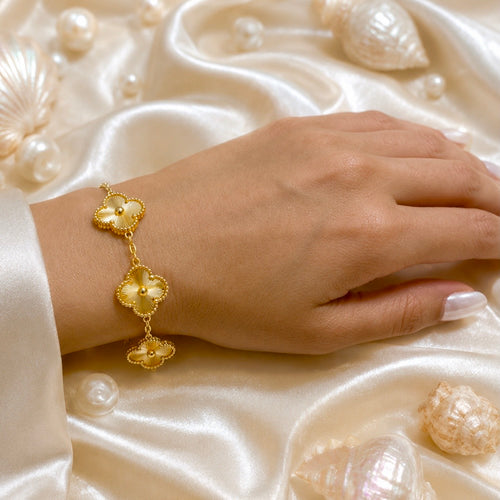 18K Gold Plated Clover Chain Bracelet | Anti Tarnish Floral Motif Bracelet