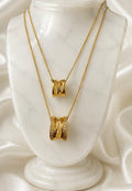 Dual Layer Ring Pendant Necklace | 18K Gold Plated Anti Tarnish AD Diamond Chain