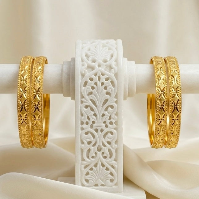 Handcrafted Dubai Gold Traditional Bangle Pair – Premium Micro-Plated Finish