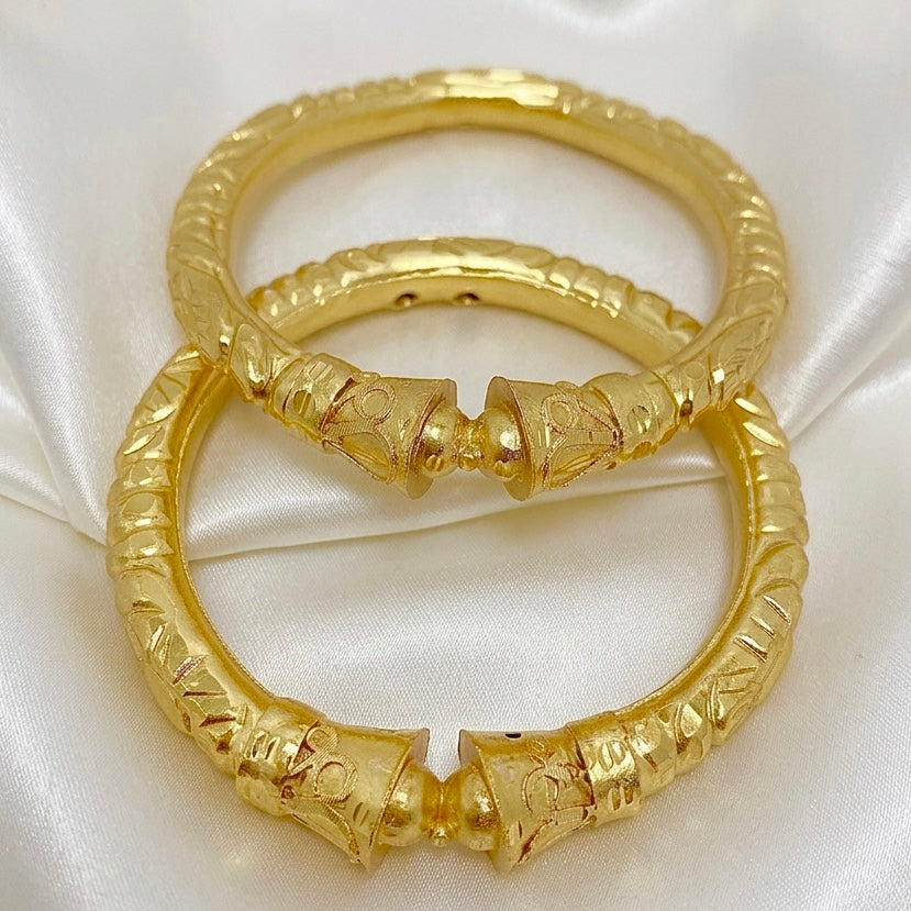 Nakshikari Gold Bala Bangles | Traditional Bengali Handcrafted Design (Pair)