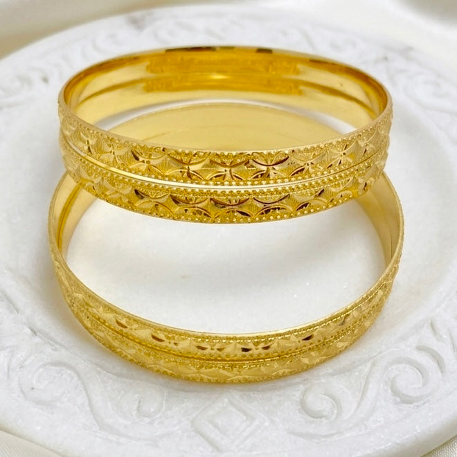 Handcrafted Dubai Gold Traditional Bangle Pair – Premium Micro-Plated Finish