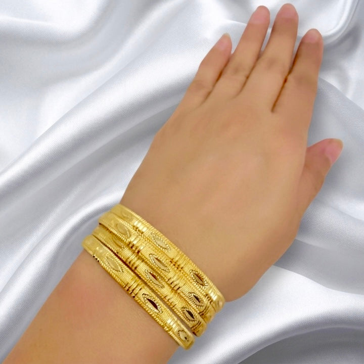Handmade Traditional Dubai Gold Bangles – Micro-Plated Gold Finish | Premium Lightweight Bangle