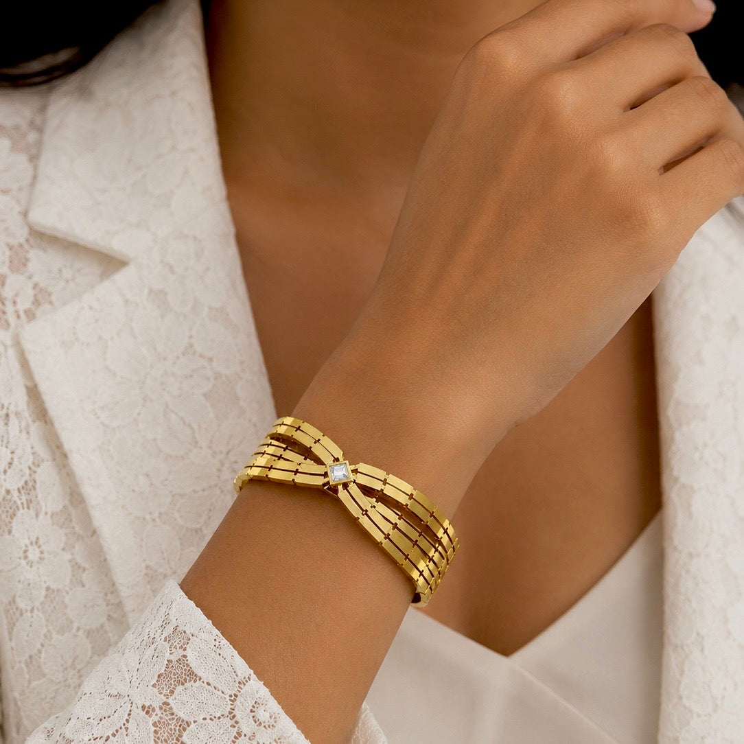 Anti Tarnish Statement Cuff Bracelet | Minimal Designer Cuff