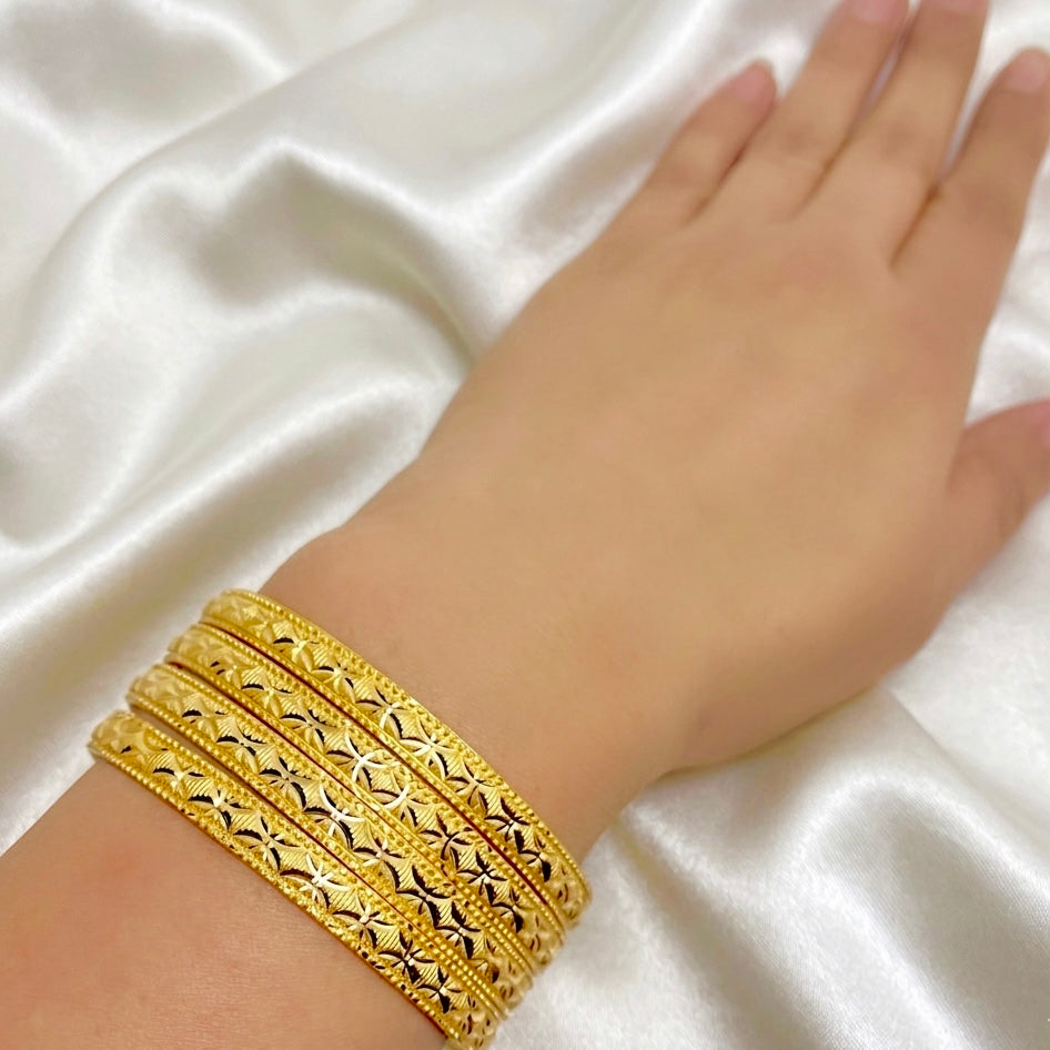 Handcrafted Dubai Gold Traditional Bangle Pair – Premium Micro-Plated Finish