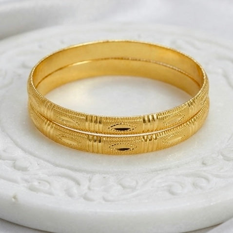 Handmade Traditional Dubai Gold Bangles – Micro-Plated Gold Finish | Premium Lightweight Bangle