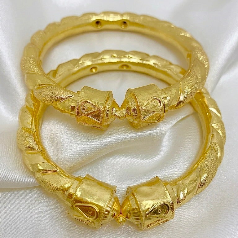 Nakshikari Gold Bala Bangle Pair | Traditional Bengali Handcrafted Design (Pair)