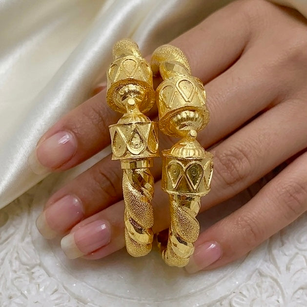 Nakshikari Gold Bala Bangle Pair | Traditional Bengali Handcrafted Design (Pair)