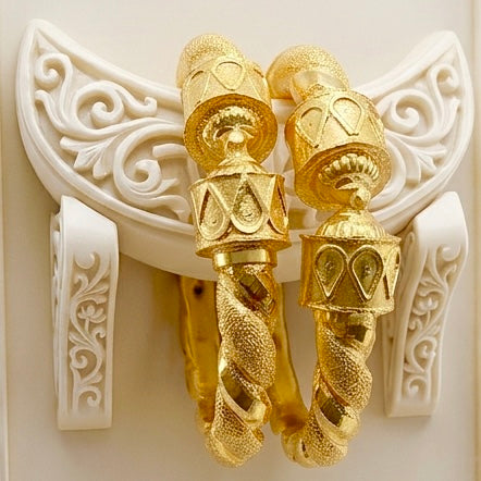 Nakshikari Gold Bala Bangle Pair | Traditional Bengali Handcrafted Design (Pair)