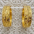 Handcrafted Floral Cutwork Dubai Gold Bangle Pair | Micro Plated Traditional Bangle Pair