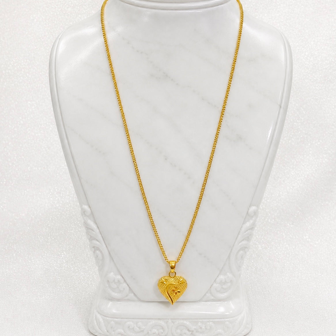 Micro Gold Plated Box Chain with Heart Pendant