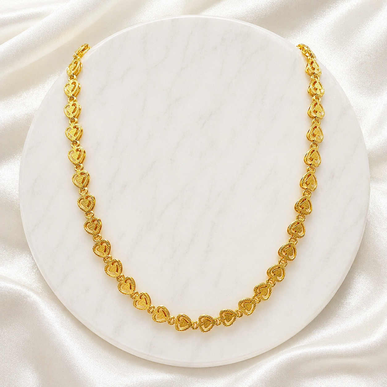 Microplated Gold Heart Link Neck Chain