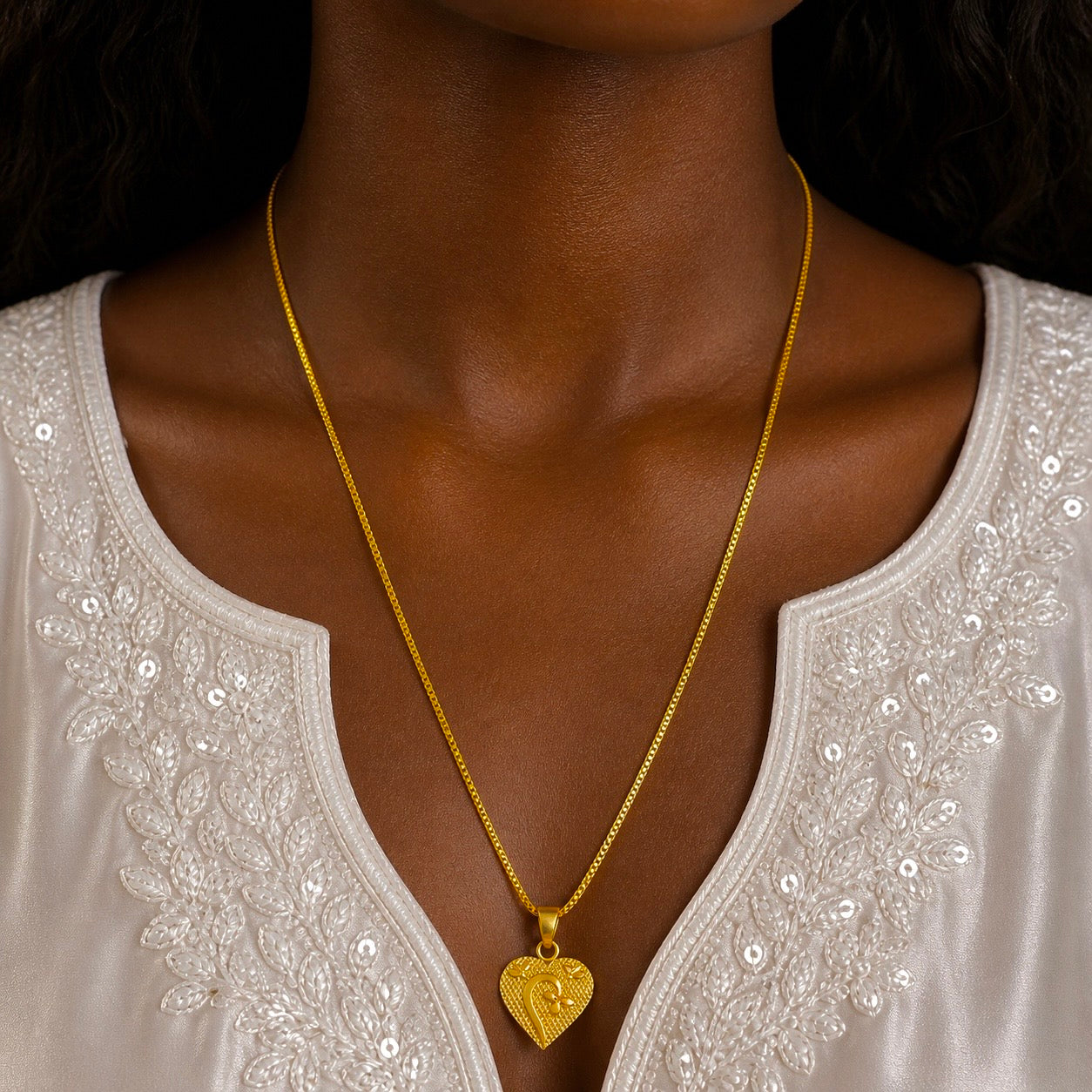 Micro Gold Plated Box Chain with Heart Pendant