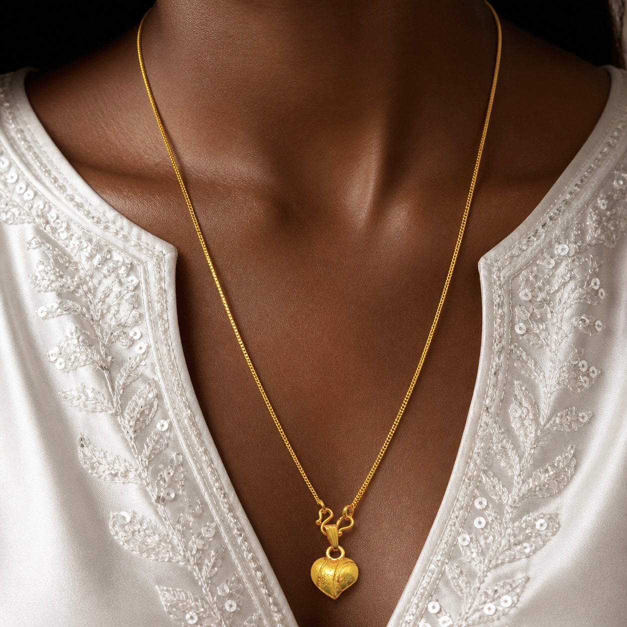 Micro Gold Plated Heart Pendant Neck Chain