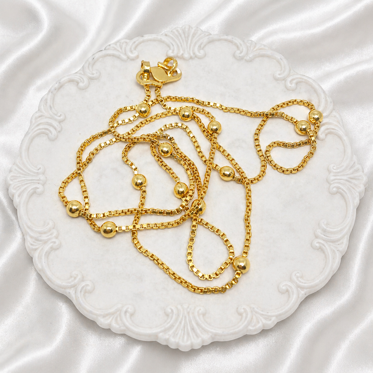 Microplated Gold Beaded Designer Neck Chain