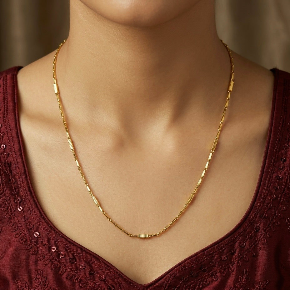 Elegant Microplated Gold Designer Neck Chain