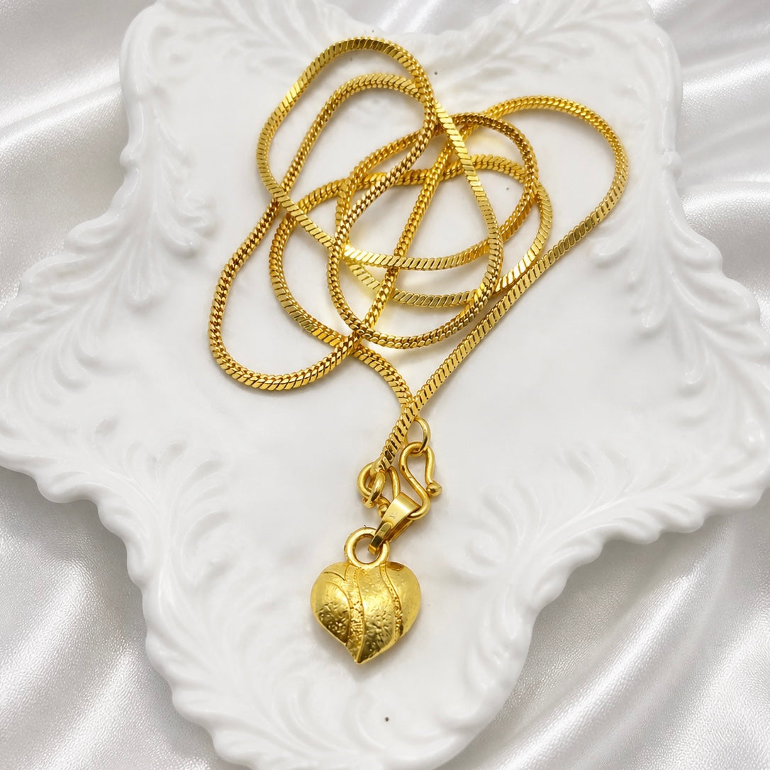 Micro Gold Plated Heart Pendant Neck Chain