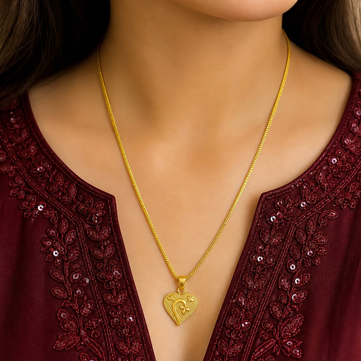 Micro Gold Plated Box Chain with Heart Pendant