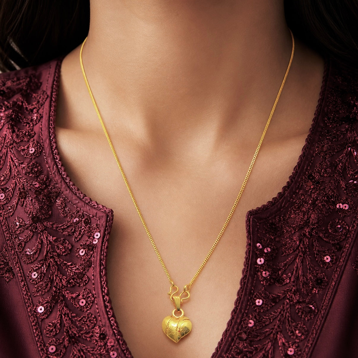 Micro Gold Plated Heart Pendant Neck Chain