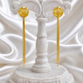 Gold Geometric Floral Stud with Chain Tassel Earrings – Premium Micro Gold Plated Handmade Jewellery