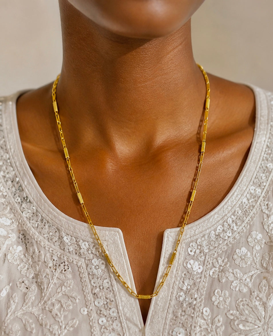 Elegant Microplated Gold Designer Neck Chain