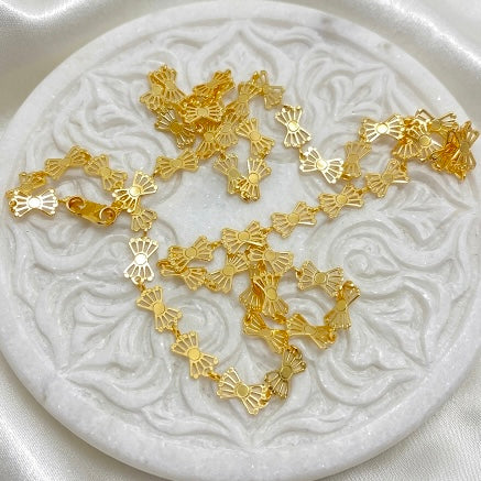 Microplated Gold Bow Shaped Design Neck Chain