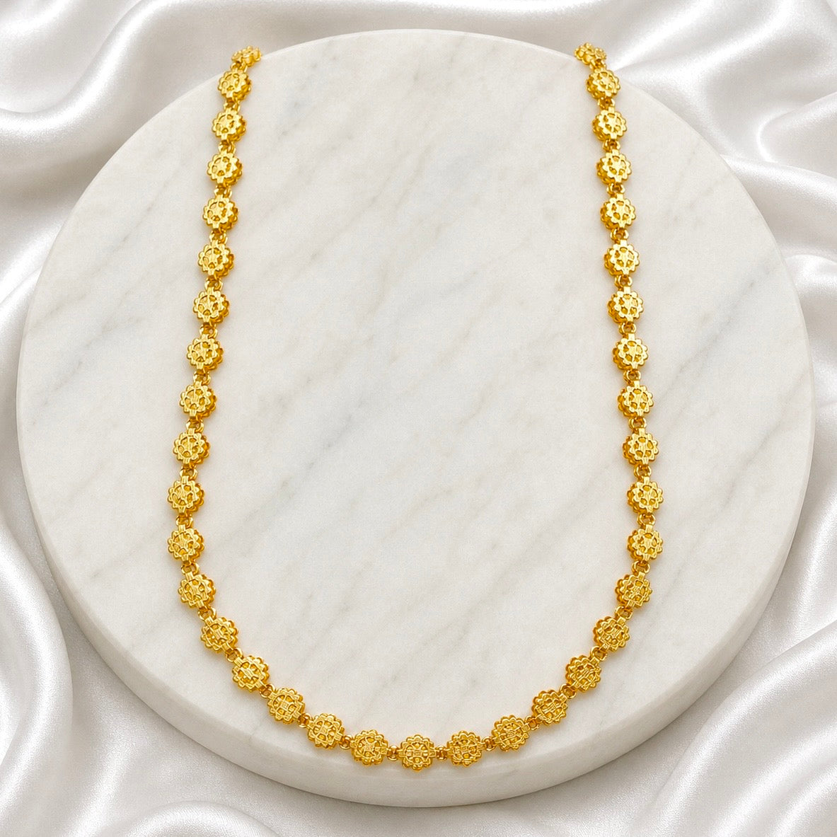 Microplated Gold Floral Link Neck Chain