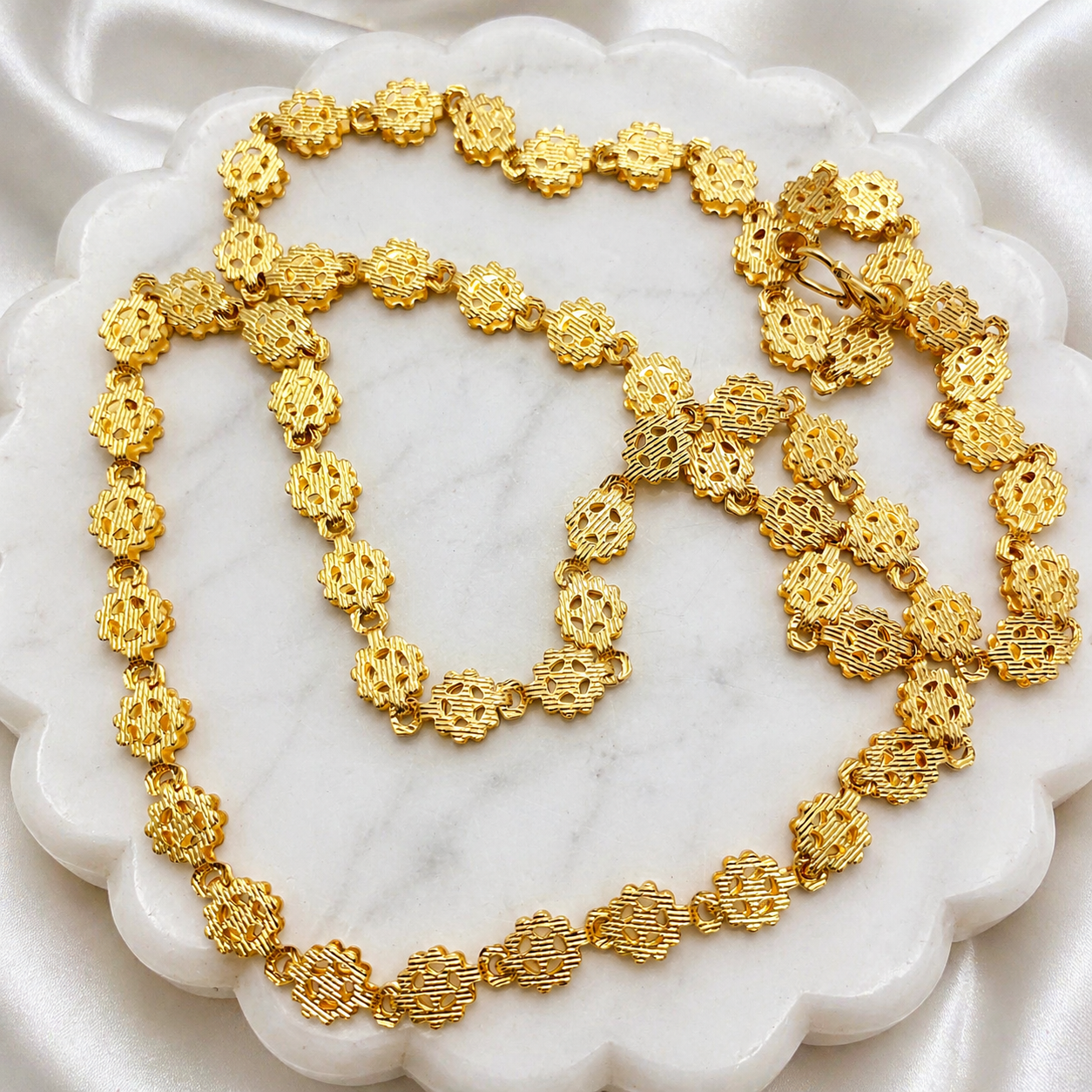 Microplated Gold Floral Link Neck Chain