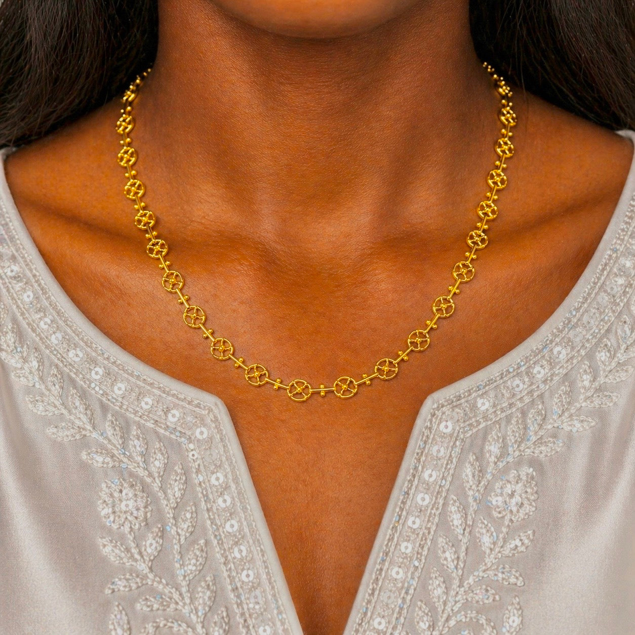 Microplated Gold Circular Designer Neck Chain
