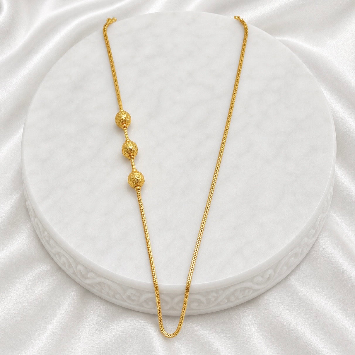 Micro Gold Plated Three Ball Mugapu Neck Chain