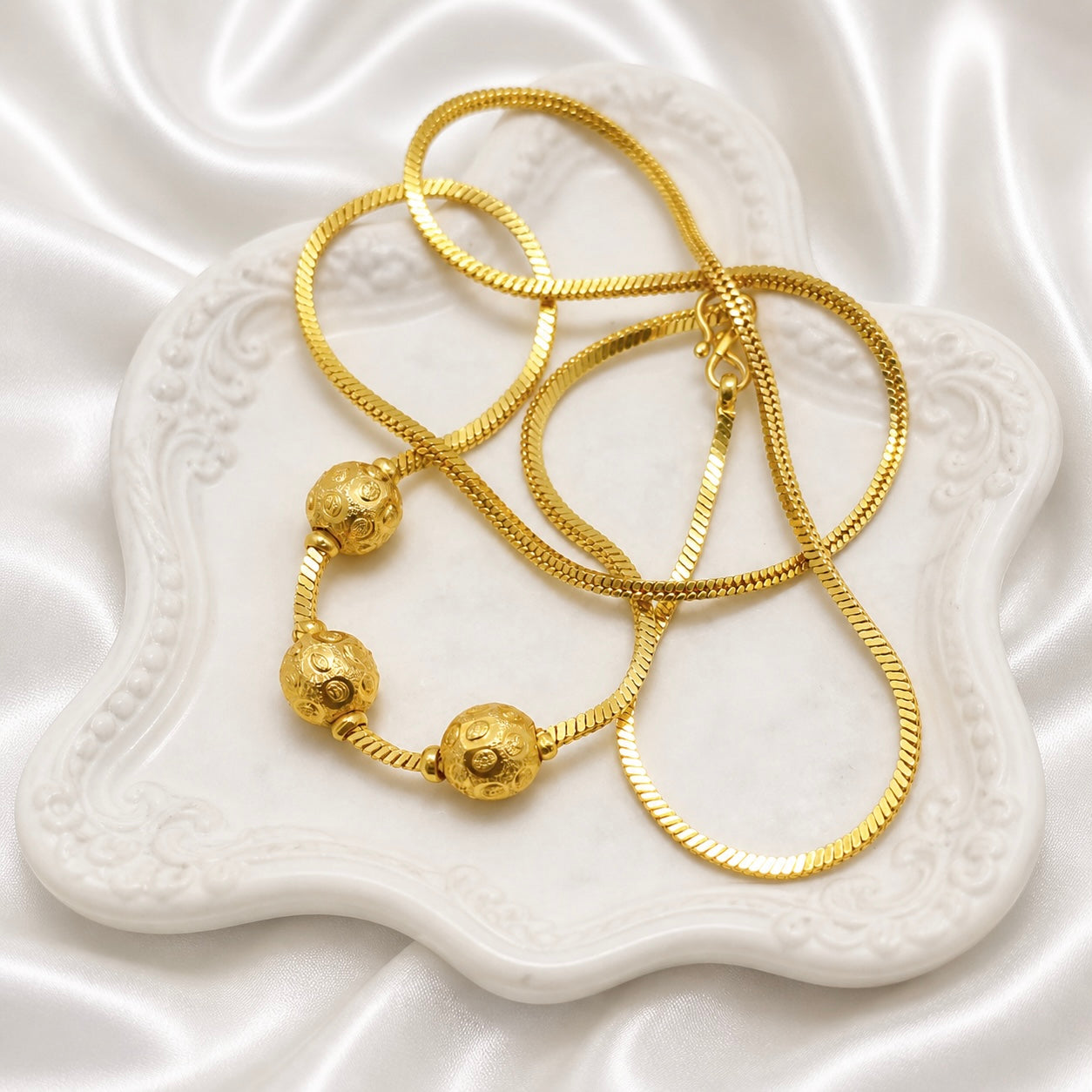 Micro Gold Plated Three Ball Mugapu Neck Chain