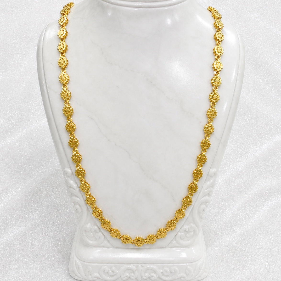 Microplated Gold Floral Link Neck Chain