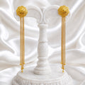 Floral Top Long Chain Tassel Gold Earrings – Lightweight Temple Style