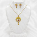 Gold Plated AD & Ruby Necklace Set with Earrings | Microplated Designer Pendant Set