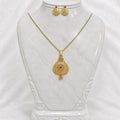 Luxury Pear Drop AD Ruby Gold Pendant Necklace Set | Premium Microplated Handcrafted Jewellery