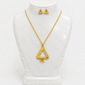 Luxury Triangle AD Ruby Gold Pendant Necklace Set | Premium Microplated Handcrafted Jewellery