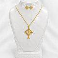 Luxury Geometric AD Ruby Gold Pendant Necklace Set | Premium Microplated Handcrafted Jewellery