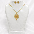 Luxury Circular AD Ruby Gold Pendant Necklace Set | Premium Microplated Handcrafted Jewellery