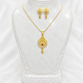 Luxury Ruby AD Teardrop Gold Necklace Set | Designer Microplated Pendant with Earrings