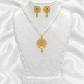 Gold Plated AD & Ruby Star Motif Necklace set | Designer Microplated Pendant with Earrings
