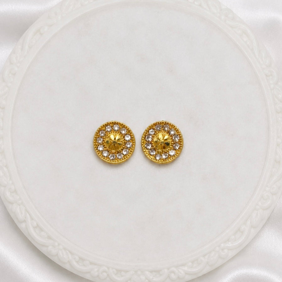Luxury Circular AD Ruby Gold Pendant Necklace Set | Premium Microplated Handcrafted Jewellery