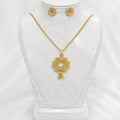 Luxury Floral AD Ruby Gold Pendant Necklace Set | Premium Microplated Handcrafted Jewellery