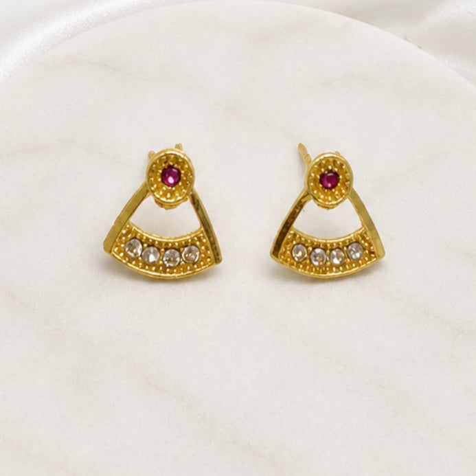 Luxury AD Ruby Gold Pendant Necklace Set | Premium Microplated Handcrafted Jewellery